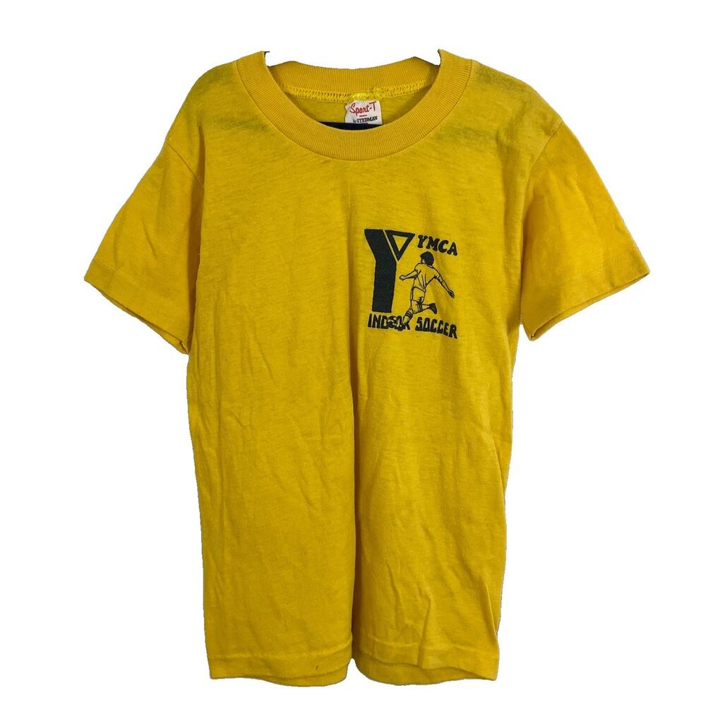 Sport-T Stedman Vintage 80s YMCA Soccer T Shirt Youth M 10-12 Single Stitch